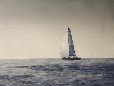 Wandmalerei Wasser Segelboot